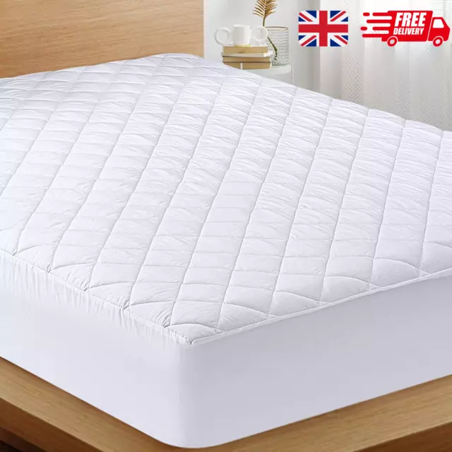 Extra Deep Quilted Mattress Protector Fitted Sheet Cover Single Double King Size