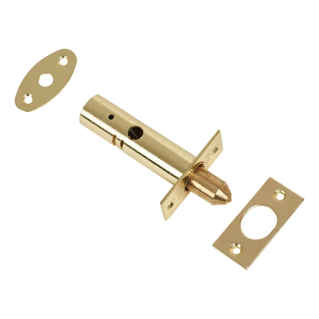 British Pattern Door Rack Bolt Brass/Chrome/White Pack of 2 with 1 Key