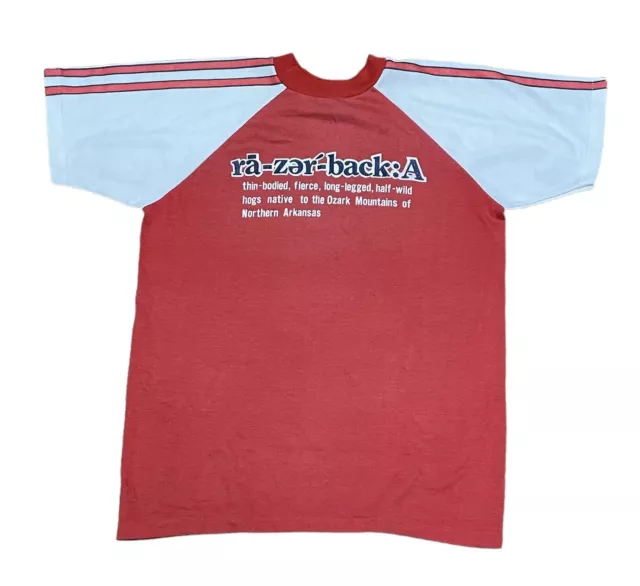 VTG Men’s Arkansas Razorback Shirt 70’s 80’s Short Sleeve Medium Red&White Rare