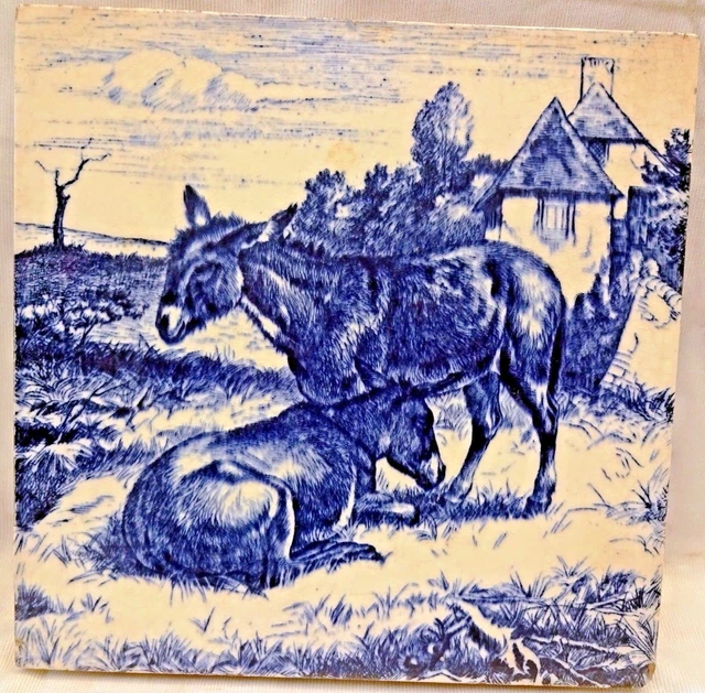 Minton's Tile Walbrook London China Works Vintage Porcelain Donkeys Collectibles