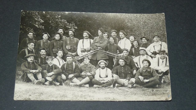 Cpa Carte Photo Militaria Groupe Militaires France Chasseurs Guerre 14-18
