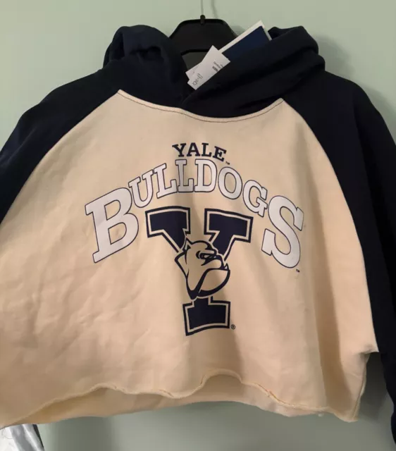 BNWT OVERSIZED ZARA Crop YALE Bulldogs Hoodie Hoody Sweatshirt L 12 14 16.99 PicClick UK