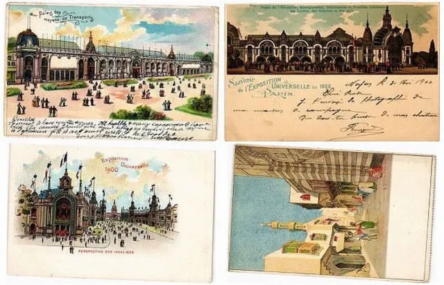 EXPOSITION 1900 PARIS ALL LITHOGRAPH CARDS France 77 Vintage Postcards (L5554) 2