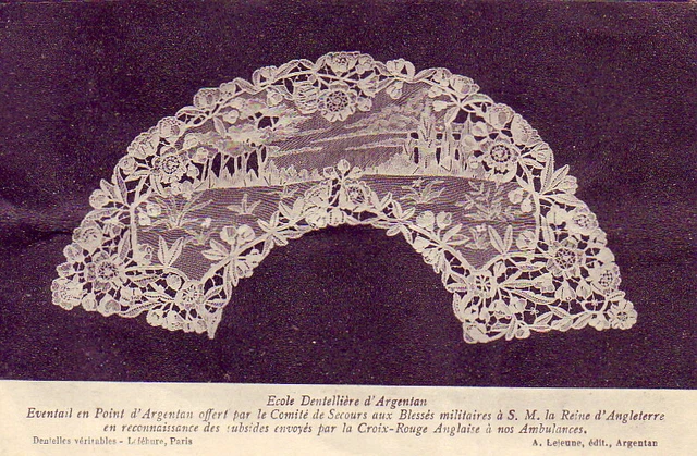 CPA 61 ORNE LACE SCHOOL ARGENTAN Fan Offered to Queen of England