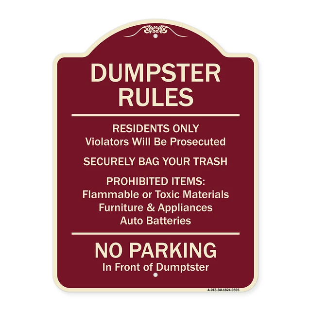 Designer Series - Residents Only Violators Prosecuted Bag Your Trash No Parking