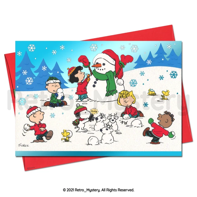 SNOOPY CHRISTMAS CARD Peanuts Woodstock Charlie Brown A GENUINE