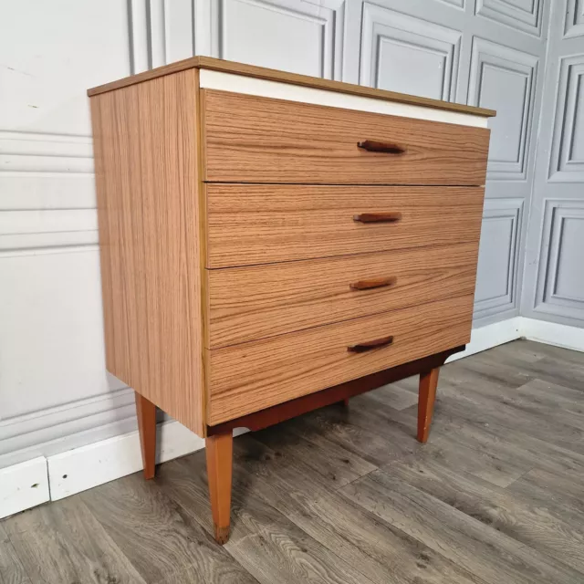 Retro Vintage Lebus Chest Of 4 Drawers Mid Century Danish -  Cabinet Teak ?