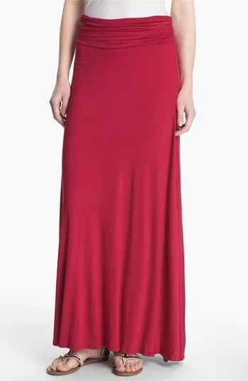 40" Maxi Skirt Valentine Day | Jersey Skirt For Women | Ruched At Waist, Red