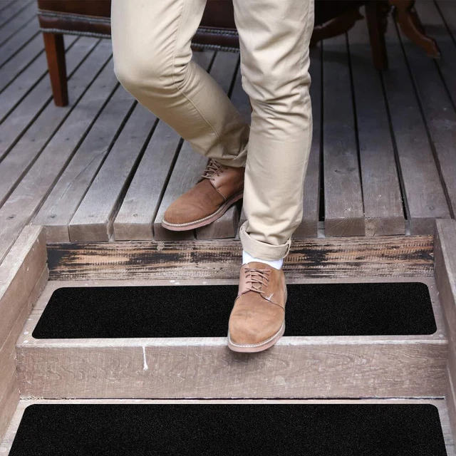 Stair Treads Non-Slip 6” x 30” Outdoor/Indoor (10 Pack) – Black Heavy Duty An...