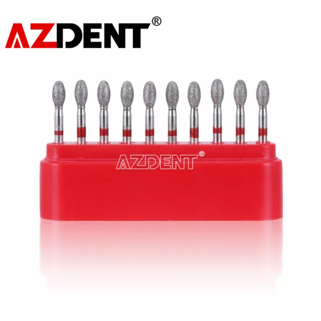 Dental FG Diamond Burs Egg Football #379-023F Fine Grit Red 10pcs/kit AZDENT