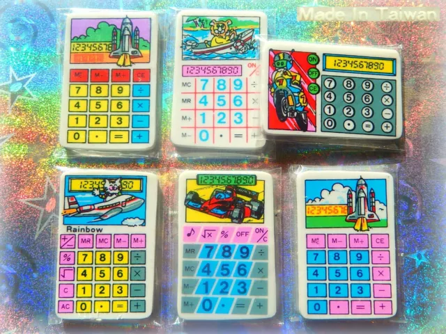 🚀 Kawaii Vintage 1990 Gommine Gomme Collezione Calcolatrici Calculator Eraser
