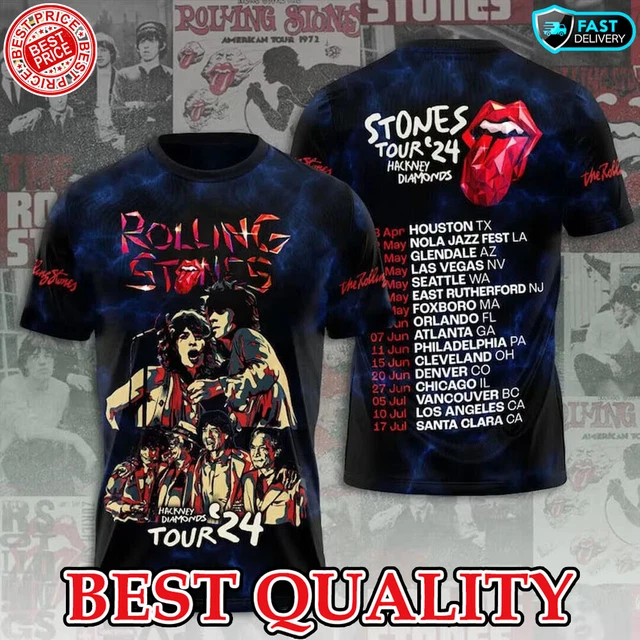 SALE!!_ THE ROLLING Stones Hackney Diamonds Tour 2024 3D All Over Print
