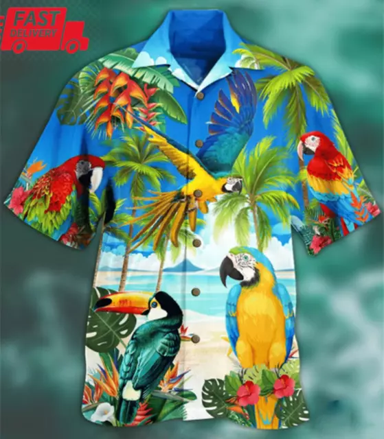 Aloha Hawaiian Colorful Parrot Tropical Beach 3D HAWAII SHIRT Best Price US Size