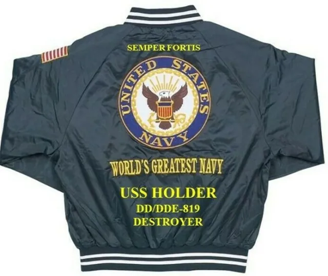 Uss Holder  Dd/Dde-819 Destroyer  Embroidered Satin Jacket(Back Only)