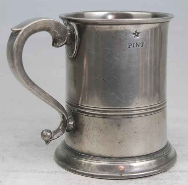 Superb Antique Scottish Pewter Pint Tankard Mug Measure By Moyes Edinburgh C19Th