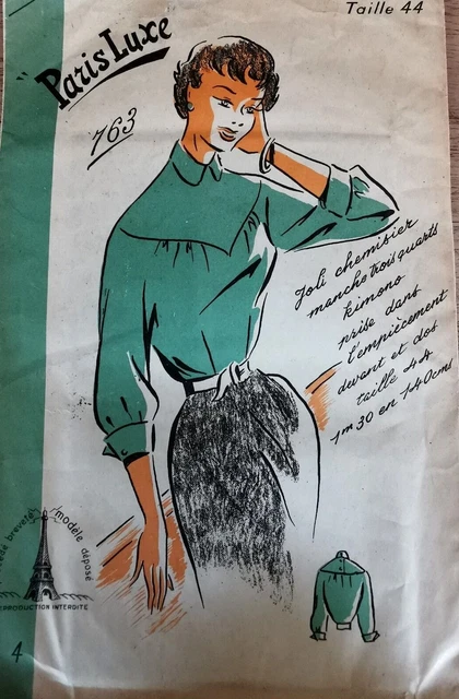 Patron De Couture Paris Luxe Vintage Pour Manteau - Taille 44 - Ancien Et Scellé