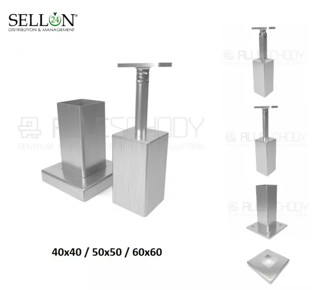 Inox V2A Pfostenbeschlag Pfostenfuß Bois Support de Main Courante Pfostenhalter