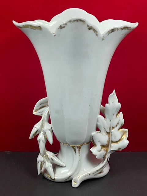 GRAND VASE DE MARIEE DECOR FLORAL EN PORCELAINE DE PARIS XIX eme 26 cm