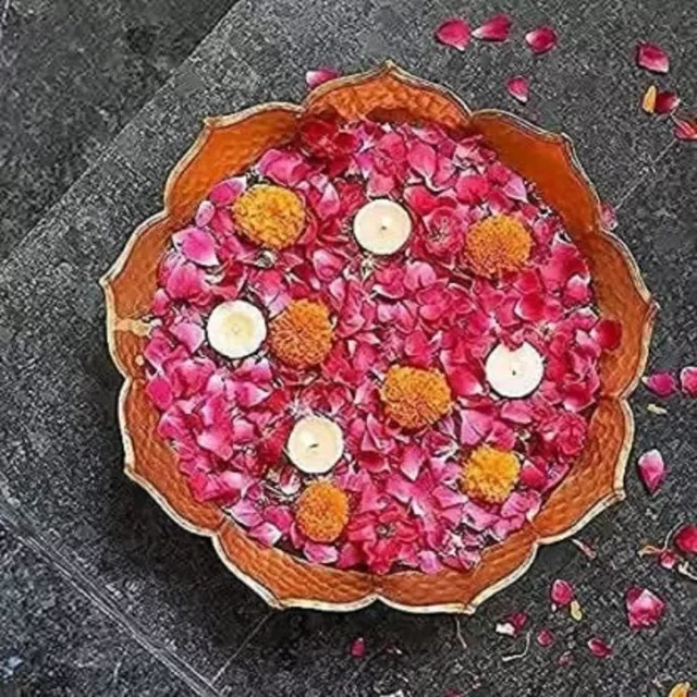 Indian Traditional Iron Lotus Urli Bowl Home Decor For Pooja Decoration 10 Inch