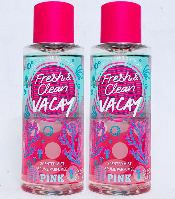 2 Victoria's Secret Pink FRESH CLEAN VACAY Mist Body Spray Perfume 8.4 oz