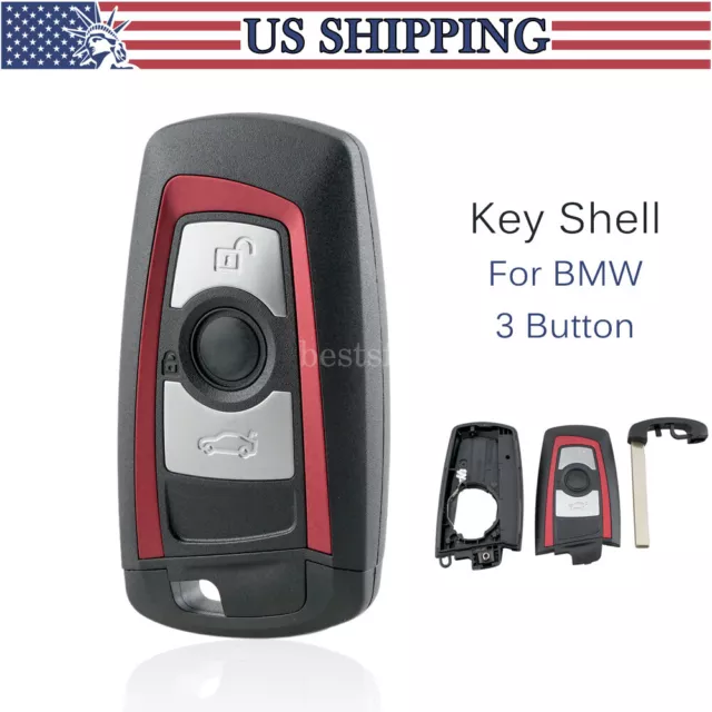 Red 3 Button Remote Key Fob Shell Case For BMW 1 3 5 Series 428i 420i 328i 320i