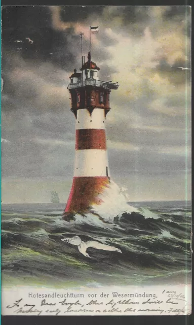 Very Nice Scarce Old Postcard - Kotesand Lighthouse - Germany 1908