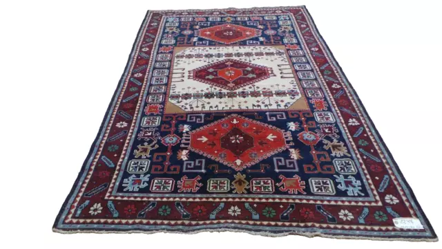 Antique PERSAIN CARPET RUG HAND MADE Oriental Vintage KAZAK 7ft 7 x 4ft 11 C1890