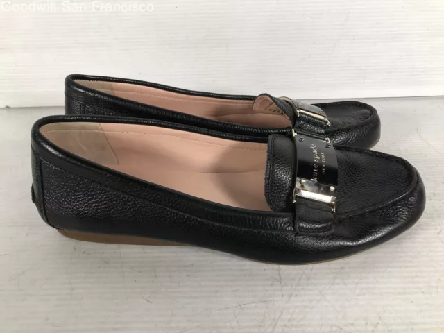 Kate Spade New York Womens Cheshire Black Leather Slip On Casual Loafers Size 8B