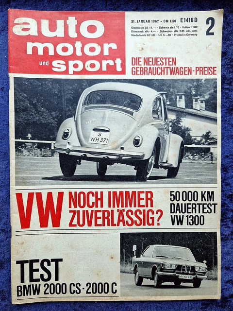AMS, AUTO MOTOR und Sport Nr. 2/1967, Test BMW 2000 CS, 2000 C, VW ...