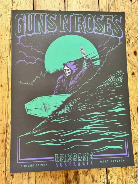Guns N Roses - Rare Tour  Lithograph / Poster - Brisbane # 2- February 7th  2017