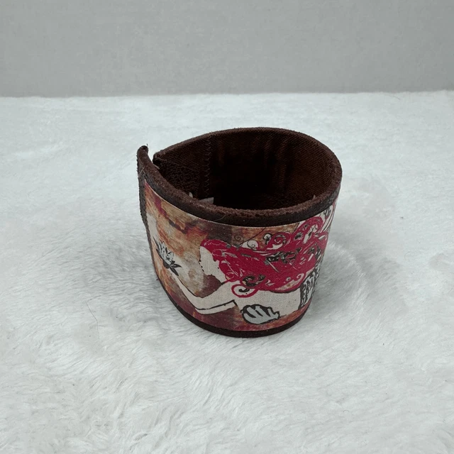 NW 58th St Handcrafted Vegan Leather Mermaid art cuff bracelet