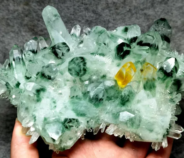 981g New Find Green Phantom Quartz Crystal Cluster Mineral Specimen Healing