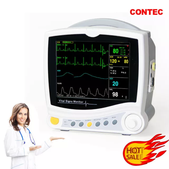 Tragbarer Patientenmonitor 8" ICU Vitalfunktionen EKG,RESP,SpO2,PR,NIBP,TEMP,CE