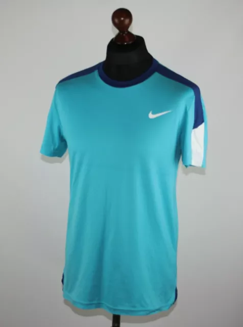Nike Court Federer style mens blue tennis shirt Size M