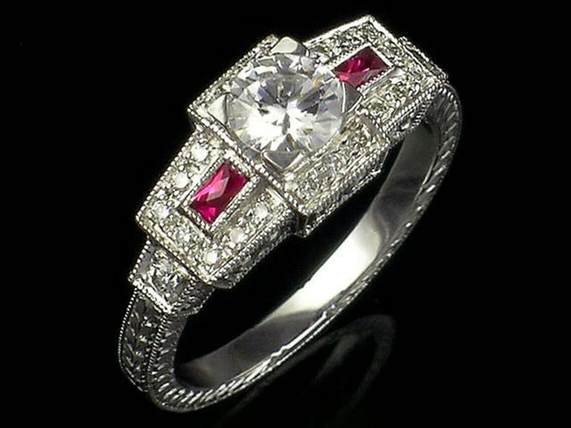 2.77 Ct Round Cut Lab-Created Diamond Victorian Vintage & Antique Elongated Ring