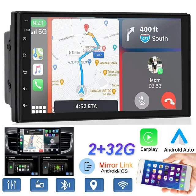 7in 2DIN Car Radio Stereo Wireless CarPlay Android 13 Auto GPS Navi FM Head Unit