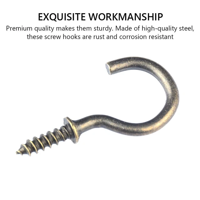 Heavy Duty Cup Screw Hooks-Brass Plated Wall Hanging Hanger Shouldered Hook 20pc 11