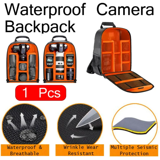 1x Shockproof Camera Bag Waterproof SLR DSLR Case Backpack For Canon Sony Nikon