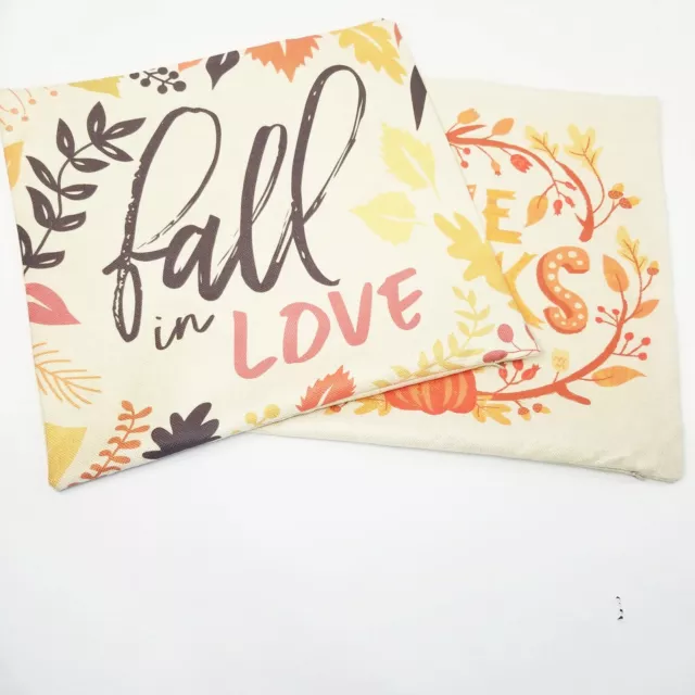 Set of 2 Fall FarmHouse themed decor Throw Pillow Covers 18" x 18"