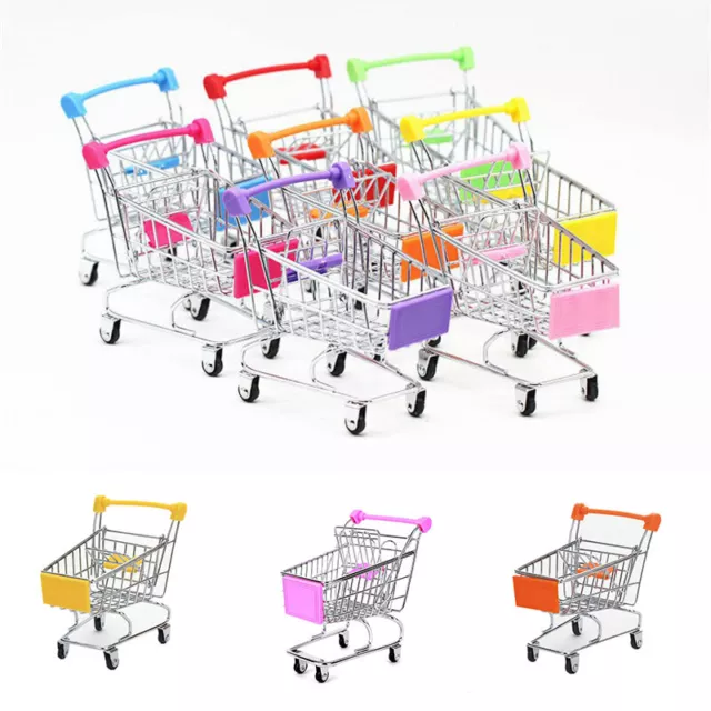 Basket Mini Children's Trolley Shopping Pretend Kids Role Toy Metal Metal Play