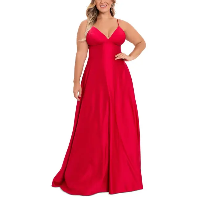 B&A by Betsy and Adam Womens Satin Formal Prom Evening Dress Gown Plus BHFO 9560