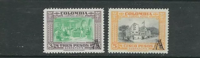 Colombia 1951-54 Avianca Problema (Scott C215-C216 2 Alto Vals ) VF MNH