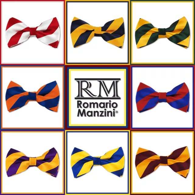 Romario Manzini® Men's collegiate Stripe Pre-Tied Bow Tie (23 colors)