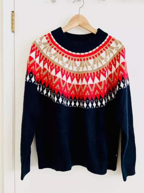 Tommy Hilfiger Sweater Women's 1XL Half Snowflack Raglan Pullover Sweater 