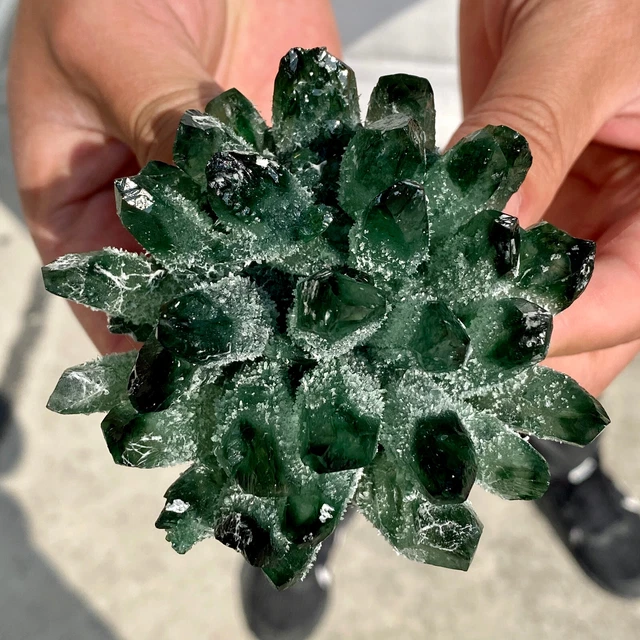 348G New Find Green Phantom Quartz Crystal Cluster Mineral Specimen Healing 16