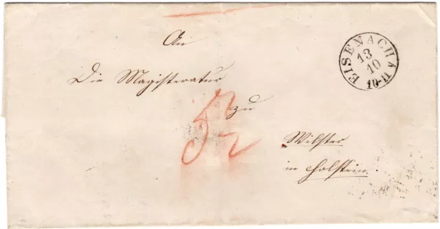 Thurn & Taxis Lettre Eisenach - Hamburg - Bureau de Poste Ferroviaire Itzehoe -