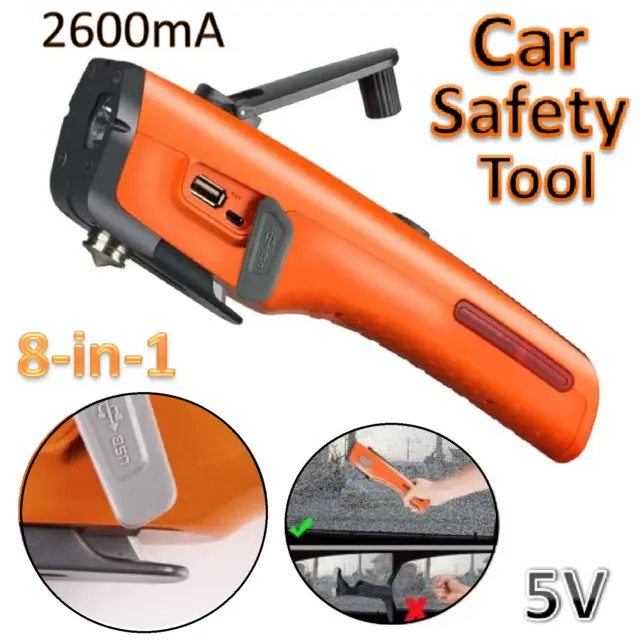 8 IN 1 Car Safety Hammer Emergency Escape LED Auto Glass Breaker Kit Cutter Tool