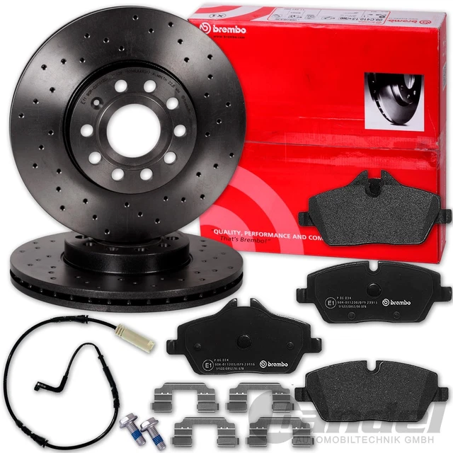 DISCHI FRENO BREMBO SPORT + PASTIGLIE ANTERIORI adatti per BMW Serie 1 E81 E87 116+118i/d