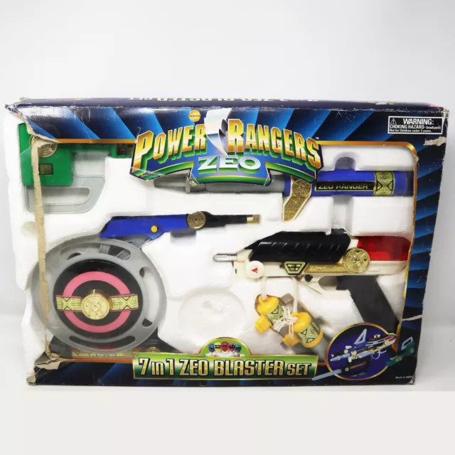 VINTAGE 1996 90s BANDAI SABAN'S POWER RANGERS 7 IN 1 ZEO BLASTER TOY SET BOXED