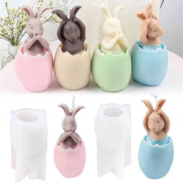 Stampi in silicone a forma di uovo di Pasqua con coniglio raffigurato